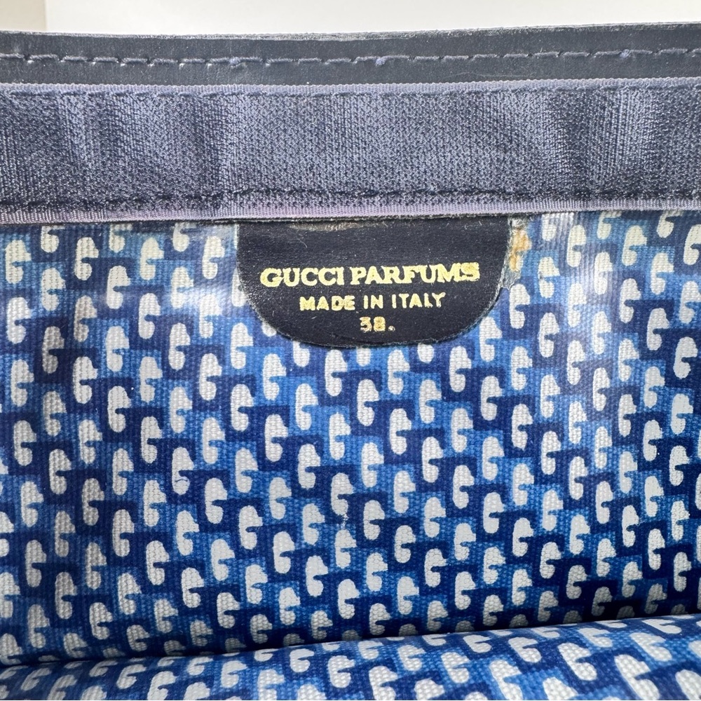 ♦️SOLD♦️Gucci Vintage large Clutch crossbody bag Handbag Suede Leather navy blue - Picture 5 of 13